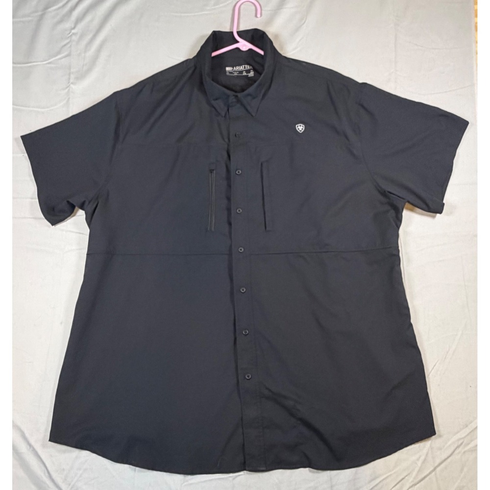 Ariat Mens AriatTEK Black Ripstop Short Sleeve Performance Button Down Shirt 3XL